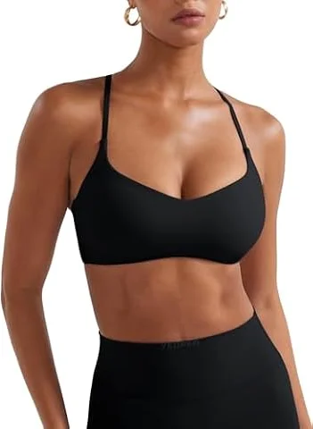 YEOREO CoreFlex Y Back Sports Bra for Women, Black, Medium