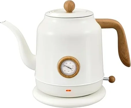 1.2L Electric Kettle, Gooseneck Electric Kettle with Thermometer | 1200W Electric Kettle, 304 Stainless Steel Auto Shut-Off Gooseneck Kettle , Tea Pot Water Boiler , Boil-Dry Protection