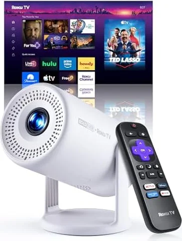 Roku TV Mini Portable Smart Projector with Wi-Fi and Bluetooth