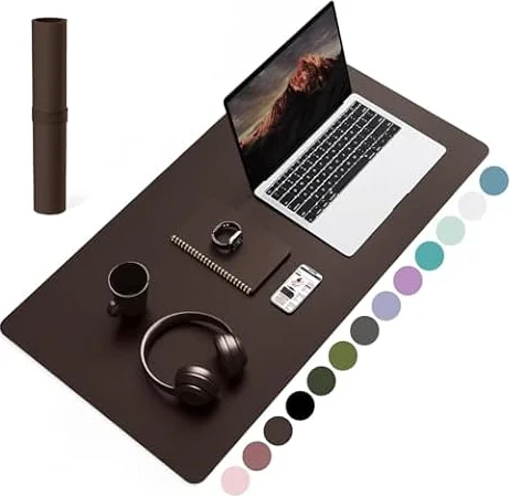 YSAGi Non-Slip Desk Mat,Mouse Pad,Leather Desk Pad 31.5"x15.7" Dark Brown