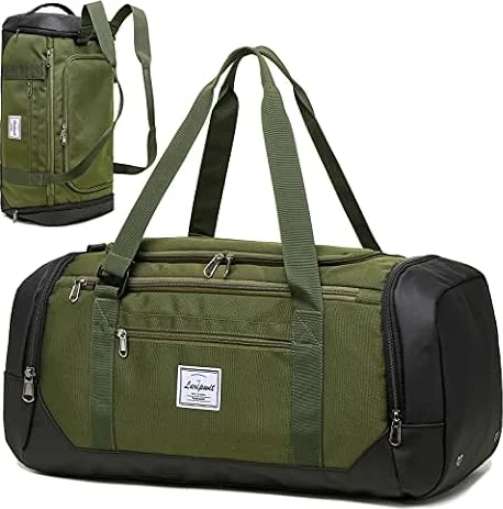 Laripwit Travel Duffle Bag for Men 40L Sports Gym Bag with Wet Pocket & Shoes Compartment Weekender Overnight Backpack for Traveling Duffel Bag Backpack for Women, Green