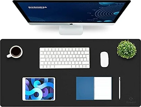 K KNODEL Extra Large Desk Mat, Leather Mouse Pad (35.4"x17", Black)