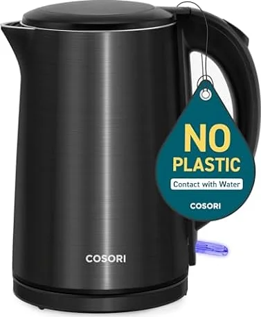 Cosori Stainless Steel Electric Kettle, 1.5L Double Wall, Cordless, Black