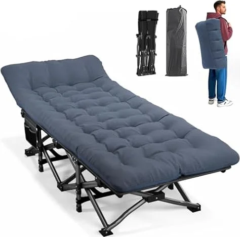 ATORPOK Camping Cot for Adults with Comfortable Cushion, Folding Bed