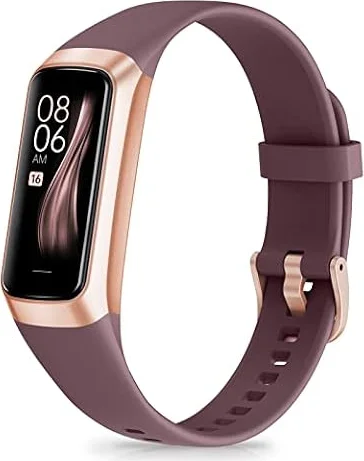 Fitness Tracker with Step Counter/Calories/Stopwatch, Activity Tracker, Health Tracker with Heart Rate Monitor, Sleep Tracker,1.10''AMOLED Touch Color Screen, Pedometer Watch for Women Men (Bordeaux)