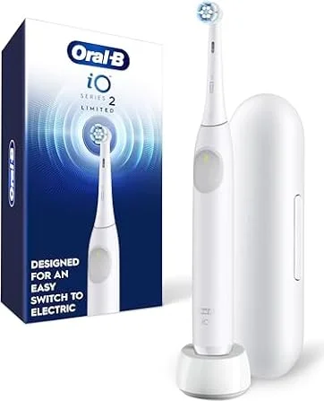 Oral-B iO2 Electric Toothbrush, for an Easy Switch to Electric, Pure White, Rechargeable Electric Toothbrushes, iO Series 2 Limited with 1 Power Toothbrush, 1 Brush Head, and 1 Travel Case