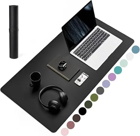 YSAGi Non-Slip Desk Mat,Large Mouse Pad,Leather Desk Pad 31.5"x15.7" Black