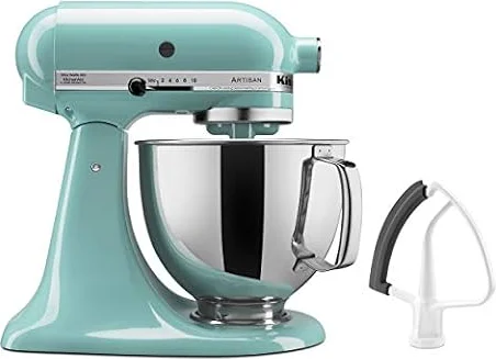 KitchenAid Artisan Series 5-Quart Tilt-Head Stand Mixer With Flex Edge Beater Included, Aqua Sky, KSM150FEAQ
