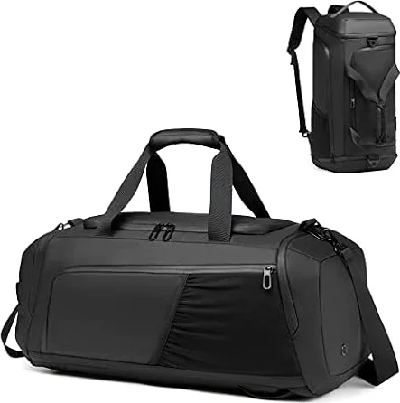 Gym Duffle Bag Waterproof Sports Duffel Bags Travel Weekender Bag for Men Women Overnight Bag with Shoes Compartment Black