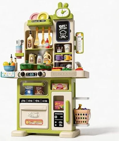 70PCS Kids Kitchen Playset,Water Sink,Stove with Steam&Light&Sound