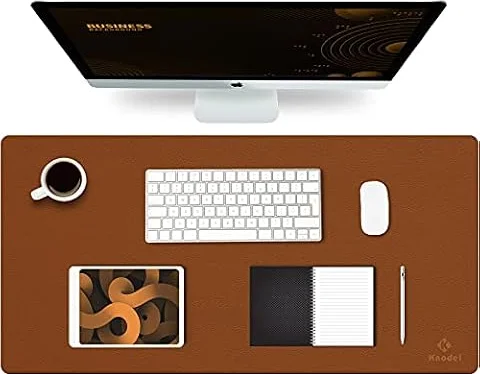 K KNODEL Large Office Desk Mat, Leather Mouse Pad (31.5"x15.7", Brown) | Desk Pad, Keyboard Pad, Computer and Laptop Mat, Desktop Protector and Cover, Writing Pad and Blotter for Home Office