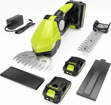 20V Cordless Hedge Trimmer with 2 Batteries, 8.67" Hedge Blade & 5.12" Grass Trimmer, 2-in-1 Lightweight Hedge Trimmer Cordless for Garden,Yard, Lawn Care