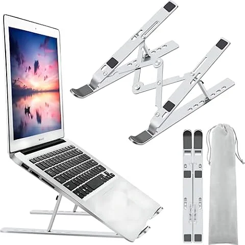 Leeboom Laptop Stand for Desk, Adjustable Foldable Aluminum Riser, Silver