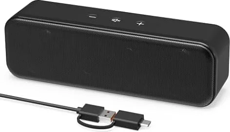 USB Computer Speakers for Desktop PC Laptop, Wired, Plug-in, External Speakers for Monitor, Small Computer Sound bar for PC, Loud Speaker with Deep Bass, Touch Control, Built-in USB C to USB Adapter