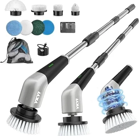 YKYI Electric Spin Scrubber, Cordless Bathroom Scrubber, 8 Brush Heads