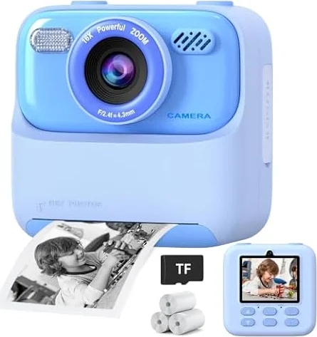 Upgrade Kids Camera Instant Print for Boys and Girls, 1080P HD Dual-Lens Selfie Digital Camera with Print Paper & 32G Card, Christmas Birthday Gifts Toys for Toddler and Teenagers Age 3-16 Years Old