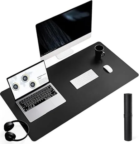 YSAGi Non-Slip Desk Mat,Large Mouse Pad,Leather Desk Pad 35.4" x 17" Black