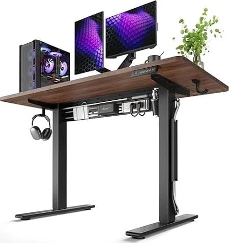 FEZIBO Plus 48 x 24 Inch Standing Desk, Reinforced Frame, Nocturne Walnut