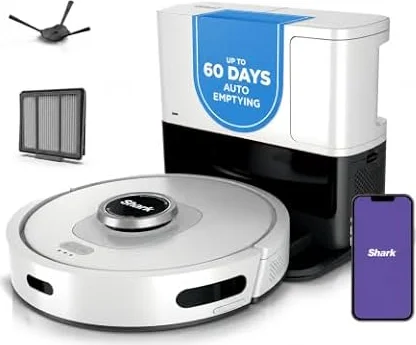 Shark AV2511AE AI Robot Vacuum with XL Self-Empty Base, Bagless, 60-Day Capacity, LIDAR Navigation, Home Mapping, Silver & Black