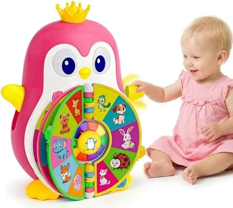 Musical Penguin Toys for 1 Year Old Girl Gifts, Bilingual Educational Toys for 1-3 Year with 5 Educational Themes, Lights & Sounds, 1st Birthday Girl Boy Gifts, First Word Learning 12-18 Months