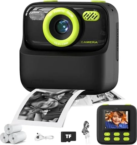 masterbee Kids Instant Print Camera, Birthday Gifts for Boys and Girls, Kids Digital Camera Toys, 1080P HD Video, 3 4 5 6 7 8 9 10 11 12 Year Old Boy Gifts/Girl Gifts (Black)