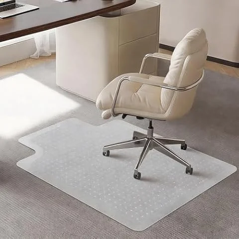 SHAREWIN Chair Mat for Carpeted Floor with Lip,47''×36'' PVC Carpet Protector for Low Pile Carpets Heavy Duty Effective Grip Anti-Slip,Won't Crack,Easy to Clean for Office and Home