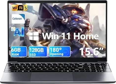 AKCHART 15.6 Inch AI Laptop with Office 365 6GB RAM 128GB SSD(Dove Gray)