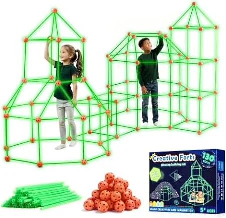 Tiny Land Glow Fort Building Kit for Kids Ages 4-12, STEM Building Toy