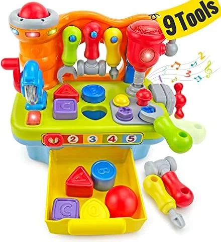Toys for 1+ Year Old Baby Toys 12-18 Months Development, 9 in 1 Multifunction Music Light Workbench,Baby Boy Girl Toys Toddler Toys 1-2 Year Old Boy Gifts Educational Christmas Basket Stuffers