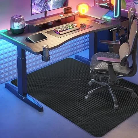 Vicwe Gaming Chair Mat for Hardwood Floor, 48"×36" Office Chair Mat, PVC Computer Chair Mats, Easy Glide, Floor Protector for Rolling Chair-Black