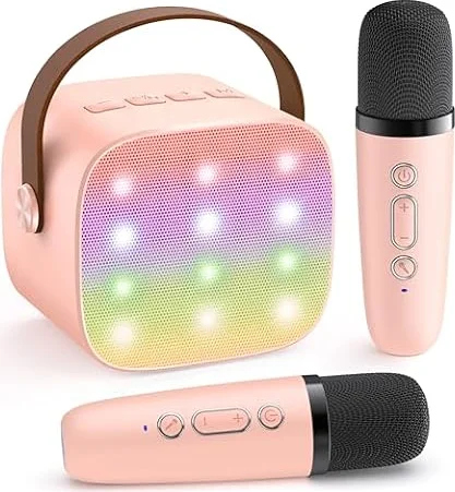 YLL Karaoke Machine for Kids, Birthday Gifts for Girls 3 4 5 6 7+Years Old | 2 Wireless Microphones, 5 Magic Voices, Mini Portable Bluetooth Speaker, Family Home Party Present Toys for Ages 4-12