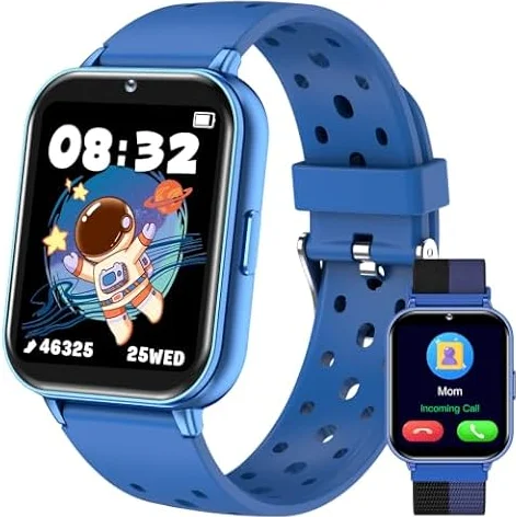 Kids Smart Watch, 1.83" Fitness Tracker Watch with Pedometer, Heart Rate,Sleep Monitor,IP68 Waterproof, Bluetooth Calling, AI Voice,Camera,Games,Dual Bands,NO APP/Phone,Gift for Boys Teens 5-16(Blue)