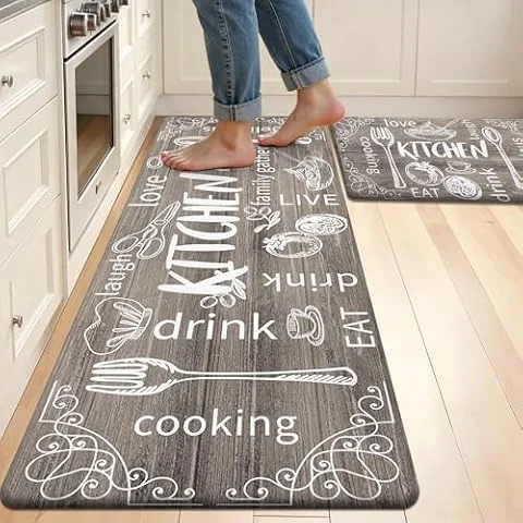 HEBE Anti Fatigue Kitchen Mats for Floor, Non Slip Kitchen Rugs Set of 2