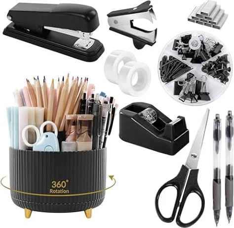SKYDUE Office Desk Accessories 10PCS, Black Office Supplies